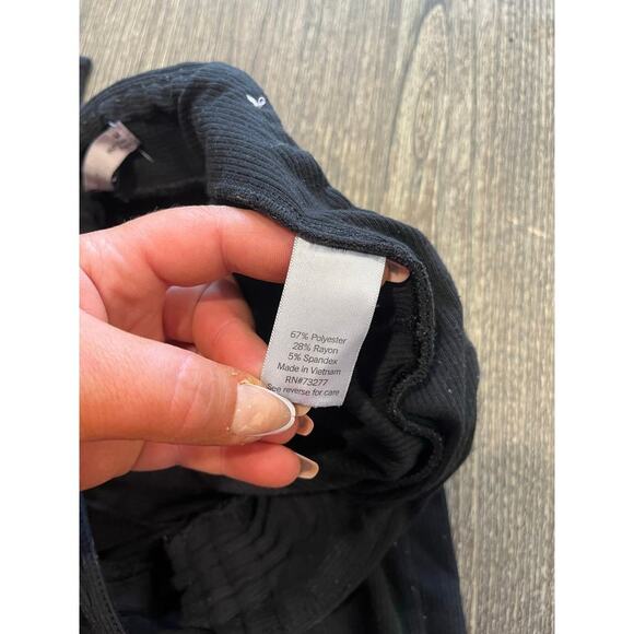 SO High Rise Flare Pants Ribbed Knit Elastic Drawstring Waist Pull-On Black Sz M - Picture 5 of 8